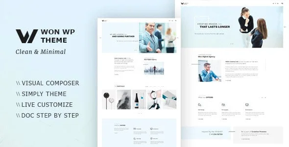 WON Creative Minimal WordPress Theme — homepage layout