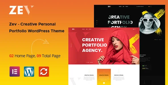 Zev – Creative Personal Portfolio WordPress Theme — homepage layout