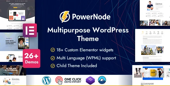 PowerNode - Multipurpose WordPress Theme WordPress theme homepage layout for a agency creative website