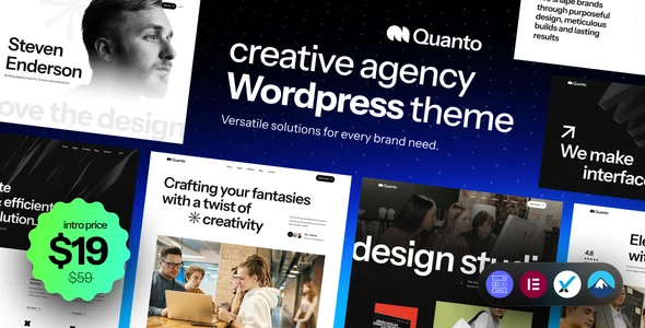 Quanto - Creative Agency WordPress Theme WordPress theme homepage layout for a agency creative website