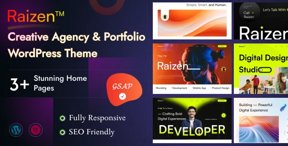 Raizen - Creative Agency Portfolio WordPress Theme WordPress theme homepage layout for a agency creative website