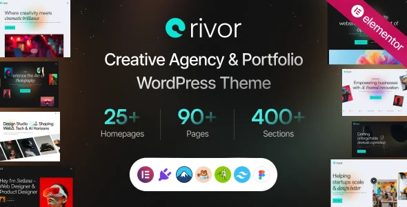 Rivor | Creative Agency & Portfolio WordPress Theme WordPress theme homepage layout for a agency creative website