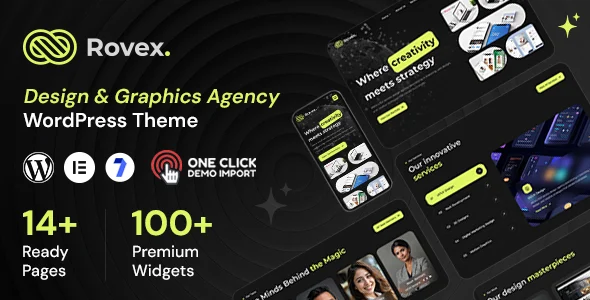 Rovex - Design Agency WordPress Theme WordPress theme homepage layout for a agency creative website