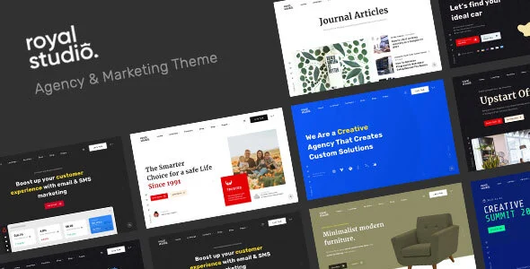 RoyalStudio - Agency & Marketing Theme WordPress theme homepage layout for a agency creative website