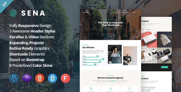 Sena - Creative Multipurpose WordPress Theme WordPress theme homepage layout for a athenastudio creative website