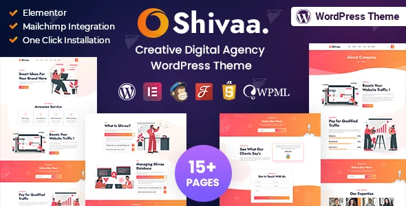 Shivaa - Multipurpose Agency Business WordPress Theme WordPress theme homepage layout for a agency creative website