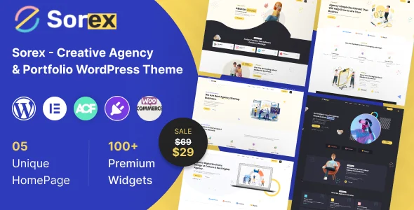 Sorex - Creative Agency & Portfolio WordPress Theme WordPress theme homepage layout for a agency creative website
