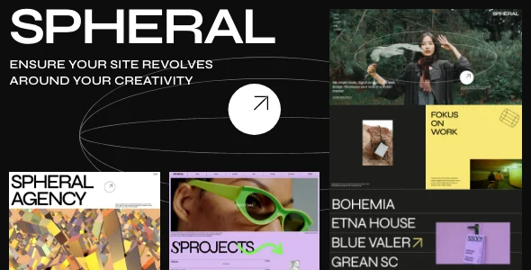 Spheral - Creative Agency & Portfolio WordPress Theme WordPress theme homepage layout for a agency portfolio creative website