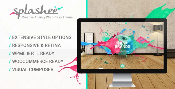 Splashee - Creative Agency WordPress Theme WordPress theme homepage layout for a colorful creative website