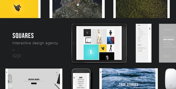 Squares - Interactive Design Agency Portfolio WordPress Theme WordPress theme homepage layout for a agency creative website