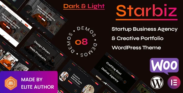 Starbiz - Startup Business Agency & Creative Portfolio WordPress Theme WordPress theme homepage layout for a agency creative website