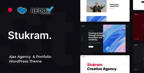 Stukram - AJAX Agency & Portfolio WordPress Theme WordPress theme homepage layout for a agency creative website