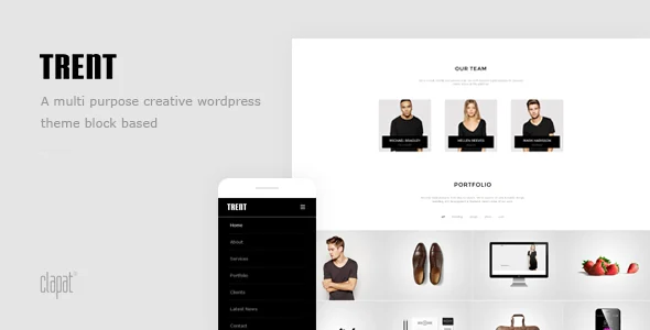Trent - Wordpress Responsive One Page Parallax Theme WordPress theme homepage layout for a agency creative website