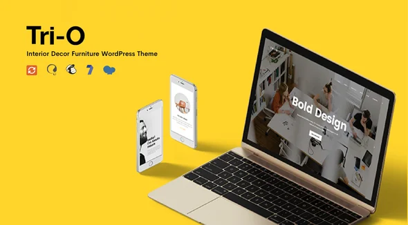 TriO - Interior Decor Furniture Shop WordPress Theme WordPress theme homepage layout for a creative creative website