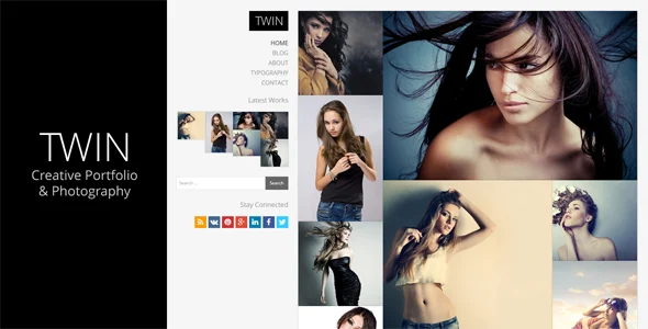 Twin - Creative Portfolio and Photography WordPress Theme WordPress theme homepage layout for a agency creative website