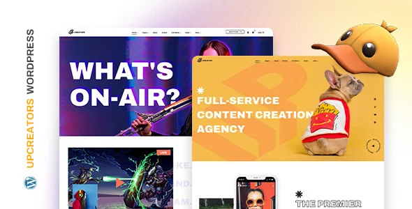 UpCreators - Digital Creators WordPress Theme WordPress theme homepage layout for a agency creative website