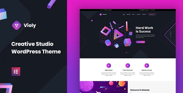 Violy - Creative Studio WordPress Theme WordPress theme homepage layout for a agency creative website