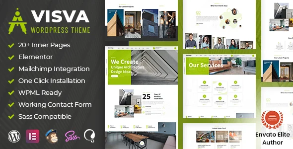 Visva - Architecture WordPress Theme WordPress theme homepage layout for a architecture creative website