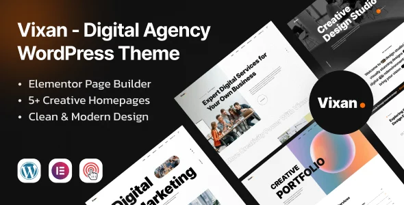 Vixan - Digital Agency Portfolio Elementor WordPress Theme WordPress theme homepage layout for a blog creative website