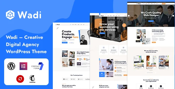 Wadi – Creative Digital Agency WordPress Theme WordPress theme homepage layout for a agency creative website