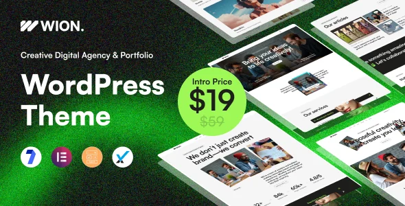 Wion - Creative Agency & Portfolio WordPress Theme WordPress theme homepage layout for a agency creative website