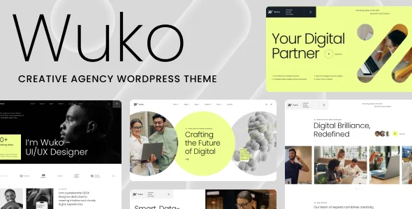 Wuko - Creative Agency WordPress Theme WordPress theme homepage layout for a agency creative website