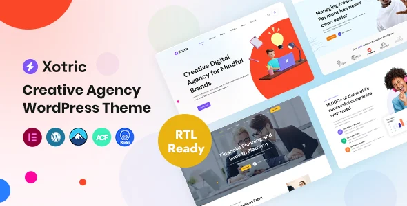 Xotric - Creative Agency WordPress Theme + RTL WordPress theme homepage layout for a agency creative website