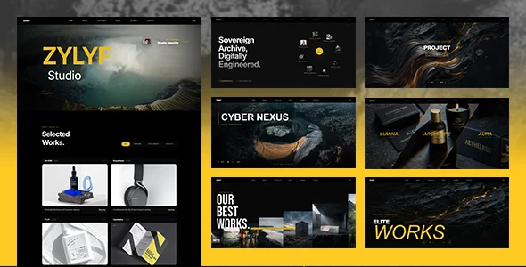 Zylyf - Creative Brutalist Agency & Portfolio WordPress Theme WordPress theme homepage layout for a architecture theme creative website