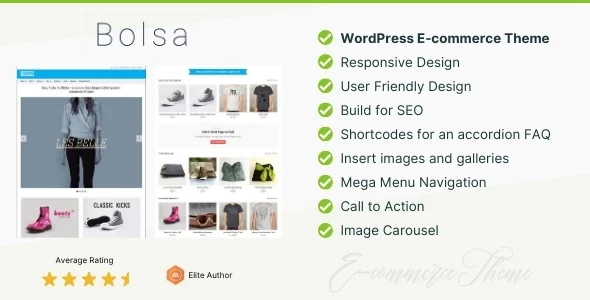 Bolsa – A Responsive WordPress E-commerce Theme WordPress theme homepage layout for a ecommerce online store