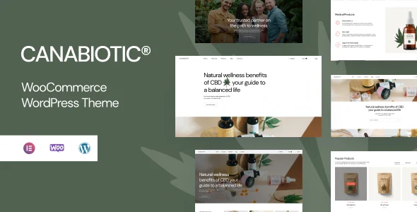 Canabiotic - Medical Marijuana and Cannabis WordPress Theme WordPress theme homepage layout for a cannabis online store
