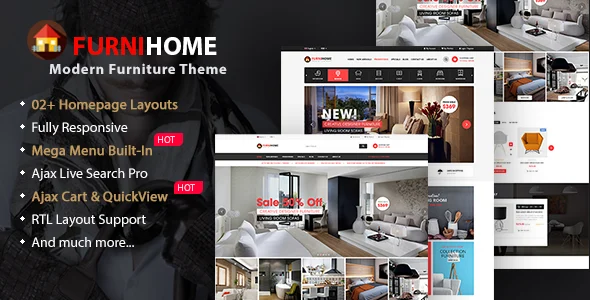 FurniHome - Furniture Shop WordPress WooCommerce Theme WordPress theme homepage layout for a architecture online store