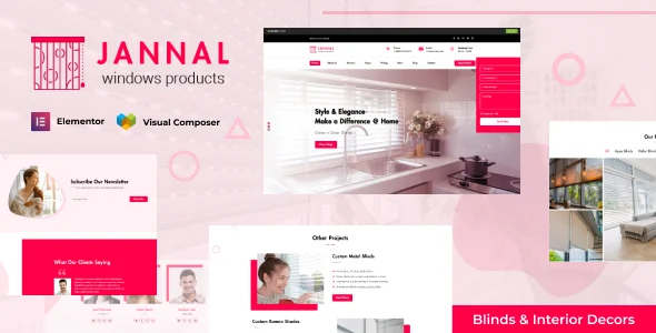 Jannal - Curtains & Doors WordPress Theme WordPress theme homepage layout for a architecture online store