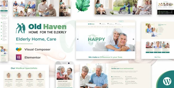 Old Haven | Elderly Home, Senior Care WordPress Theme WordPress theme homepage layout for a assisted living online store