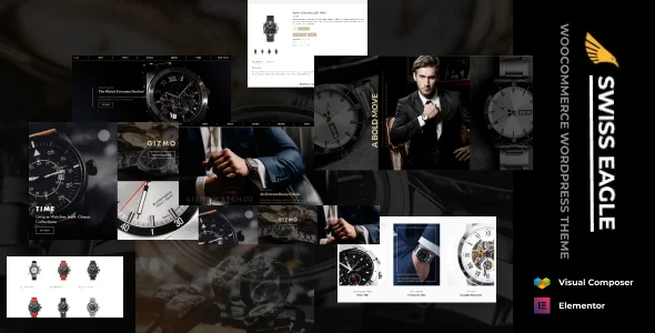 SwissEagle - Watch Store WordPress WordPress theme homepage layout for a dark theme online store