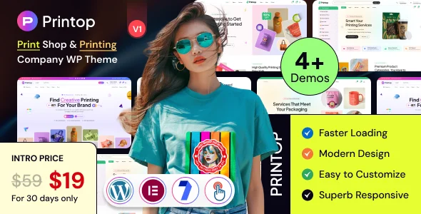 Printop - Print Shop & Printing Company WordPress Theme WordPress theme homepage layout for a copying company online store