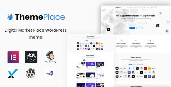 ThemePlace - Marketplace WordPress Theme WordPress theme homepage layout for a digital downloads online store