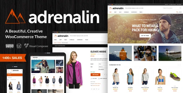 Adrenalin - Multi-Purpose WooCommerce Theme WordPress theme homepage layout for a active WooCommerce store