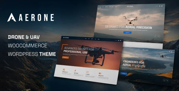 Aerone – Drone & UAV WooCommerce WordPress Theme with AI WordPress theme homepage layout for a Aerial Photography Store WooCommerce store