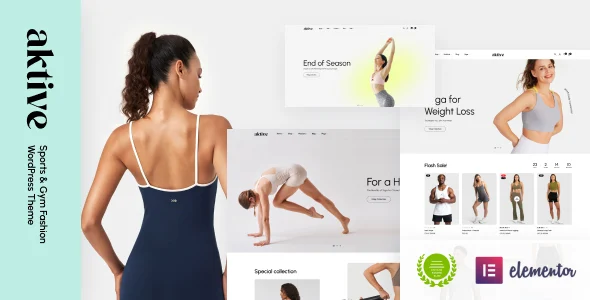 Aktive – Sports & Gym Fashion WordPress Theme with AI WordPress theme homepage layout for a fashion WooCommerce store