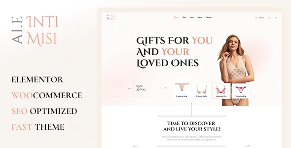 AleIntimisi - Lingerie eCommerce WordPress Theme WordPress theme homepage layout for a elementor WooCommerce store