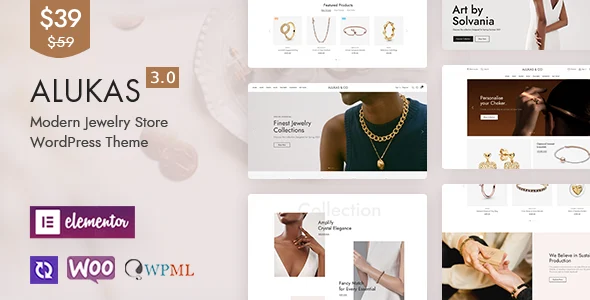 Alukas – Jewelry Store WooCommerce WordPress Theme WordPress theme homepage layout for a boutique shop WooCommerce store