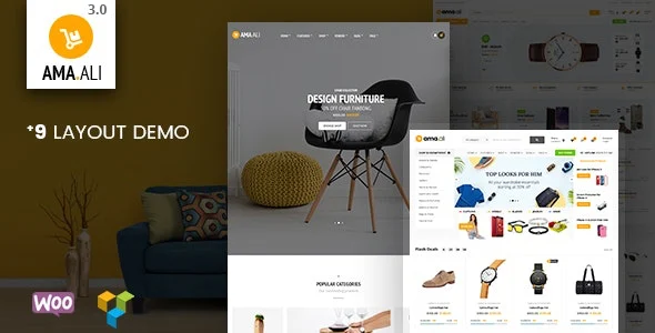 Ama.Ali - Market Furniture Shop WooCommerce WordPress Theme WordPress theme homepage layout for a auto parts WooCommerce store