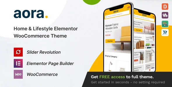 Aora - Home & Lifestyle Elementor WooCommerce Theme WordPress theme homepage layout for a artist WooCommerce store