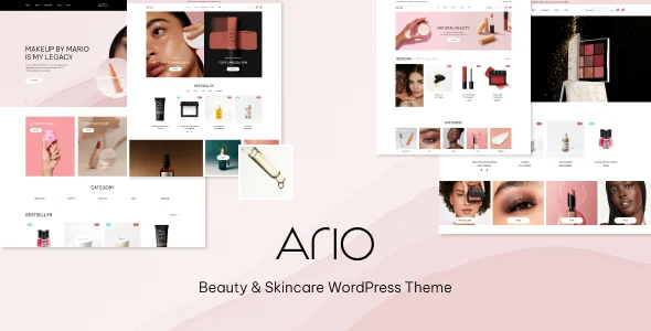 Ario – Beauty and Skincare WordPress Theme with AI WordPress theme homepage layout for a beauty WooCommerce store