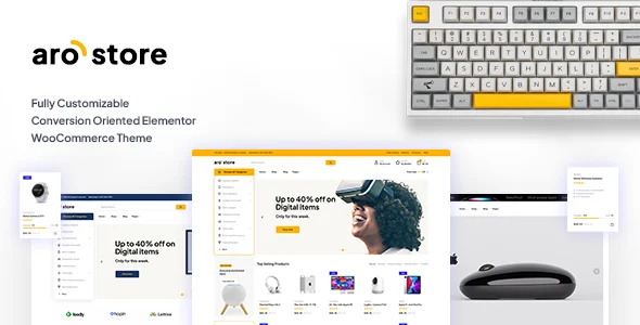 Arostore – Electronics Store WooCommerce WordPress Theme with AI WordPress theme homepage layout for a amazon WooCommerce store