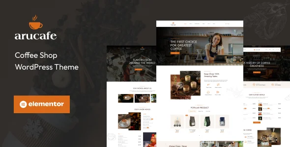 AruCafe - Coffee Shop WordPress Theme WordPress theme homepage layout for a bakery WooCommerce store