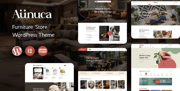 Aunuca - Furniture Store WordPress Theme WordPress theme homepage layout for a decor WooCommerce store