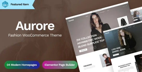 Aurore - Fashion WooCommerce Theme WordPress theme homepage layout for a clean WooCommerce store