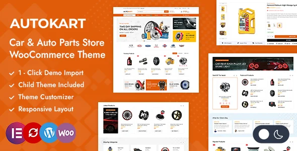 Autokart - Auto Parts and Car Accessories Store WooCommerce Theme WordPress theme homepage layout for a accessories WooCommerce store