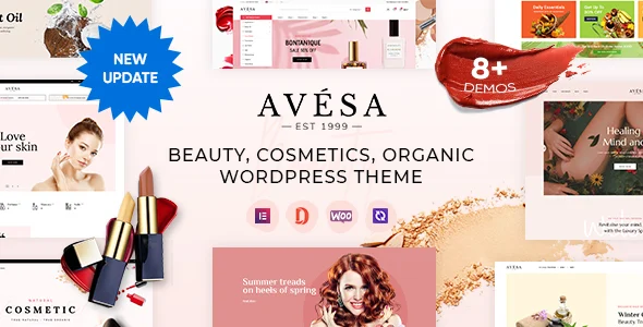 Avesa - Beauty, Cosmetics Store Elementor WooCommerce WordPress Theme (08+ Indexes + Mobile Layout) WordPress theme homepage layout for a bakery WooCommerce store